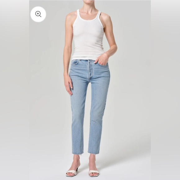 AGOLDE RILEY HIGH RISE STRAIGHT CROP Classic Blue Women's Jeans sz 25 denim - Picture 1 of 11